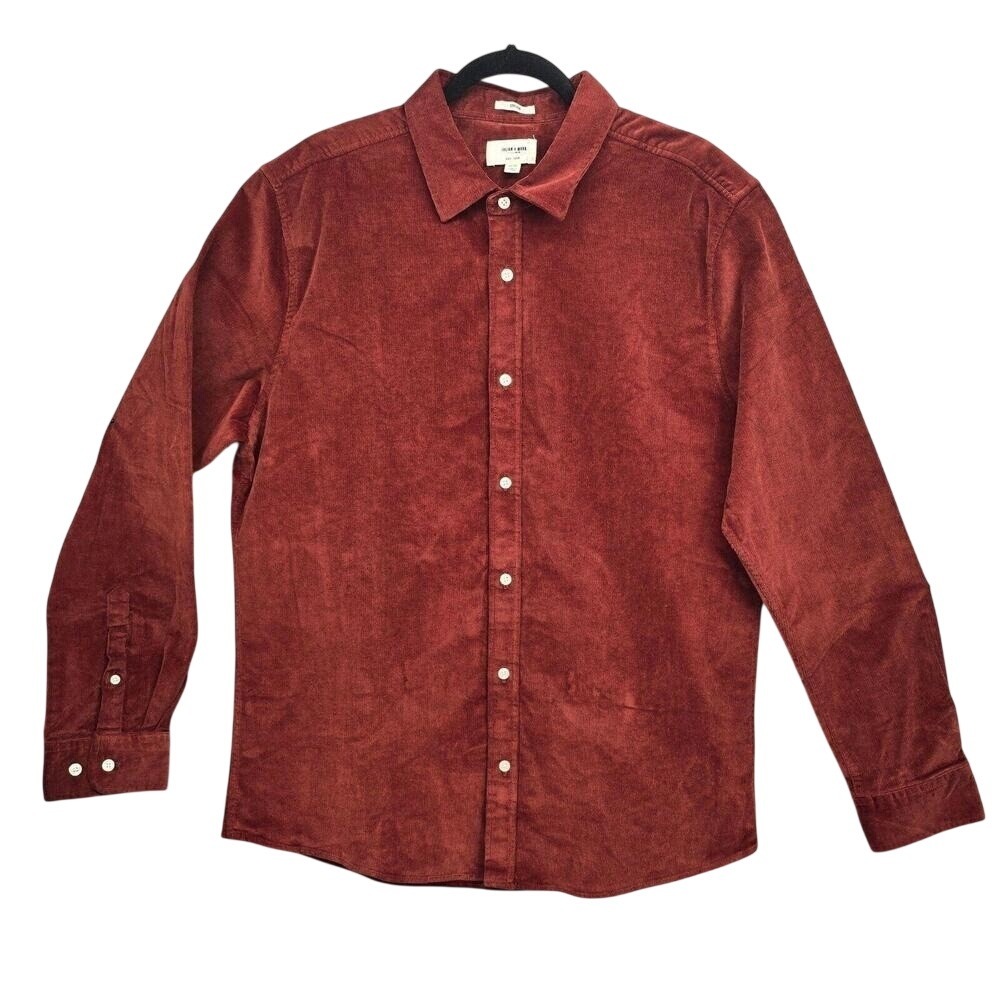 Julian & Mark Mens XL Slim Fit Stretch Corduroy Button Down Shirt Rust Red NWOT